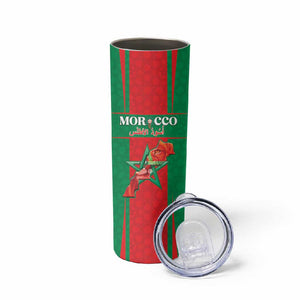 Morocco Football Custom Skinny Tumbler Atlas Lions Champions 2025 - Red - African Pride