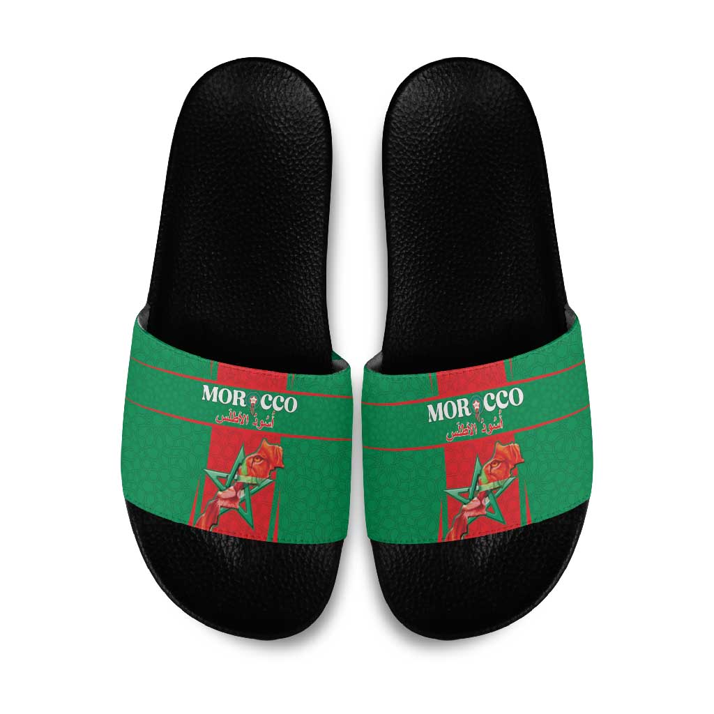 Morocco Football Slide Sandals Go Champions Atlas Lions - Red
