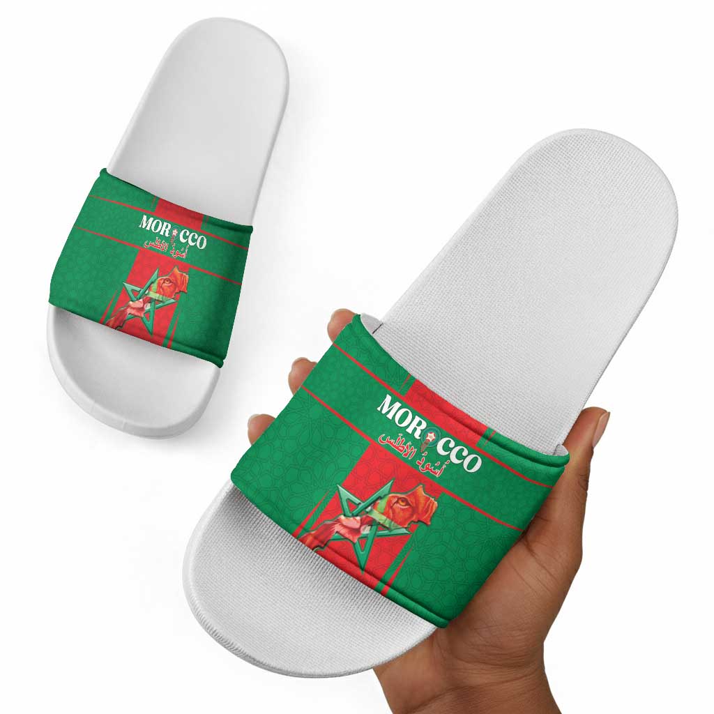 Morocco Football Slide Sandals Go Champions Atlas Lions - Red