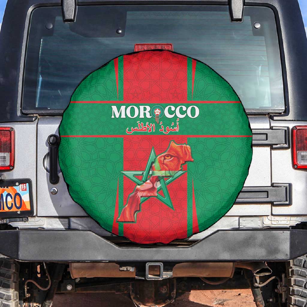 Morocco Football Spare Tire Cover Atlas Lions Champions 2025 - Red - African Pride