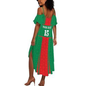 Morocco Football Custom Summer Maxi Dress Atlas Lions Champions 2025 - Red - African Pride