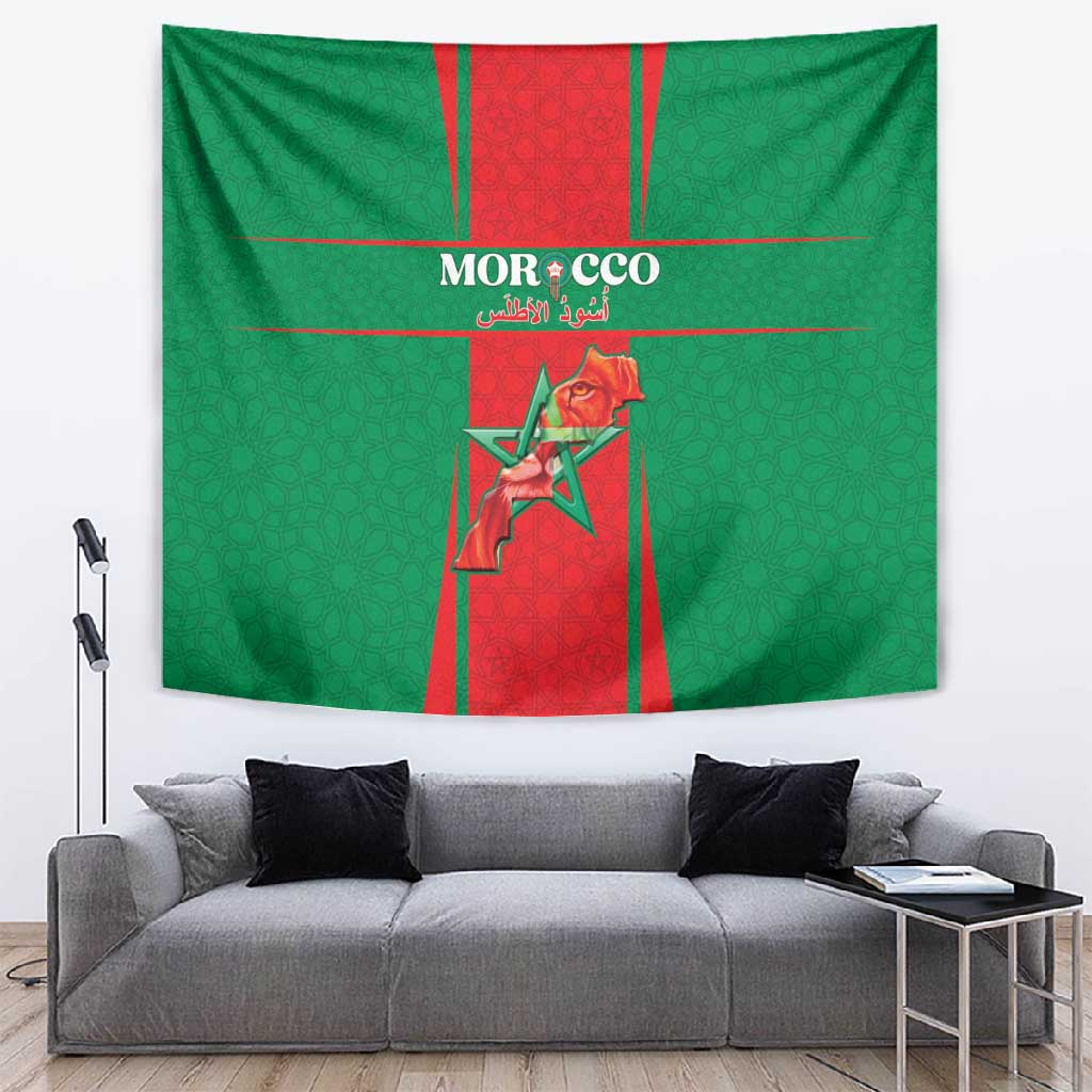 Morocco Football Tapestry Atlas Lions Champions 2025 - Red - African Pride