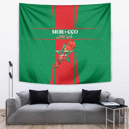 Morocco Football Tapestry Atlas Lions Champions 2025 - Red - African Pride