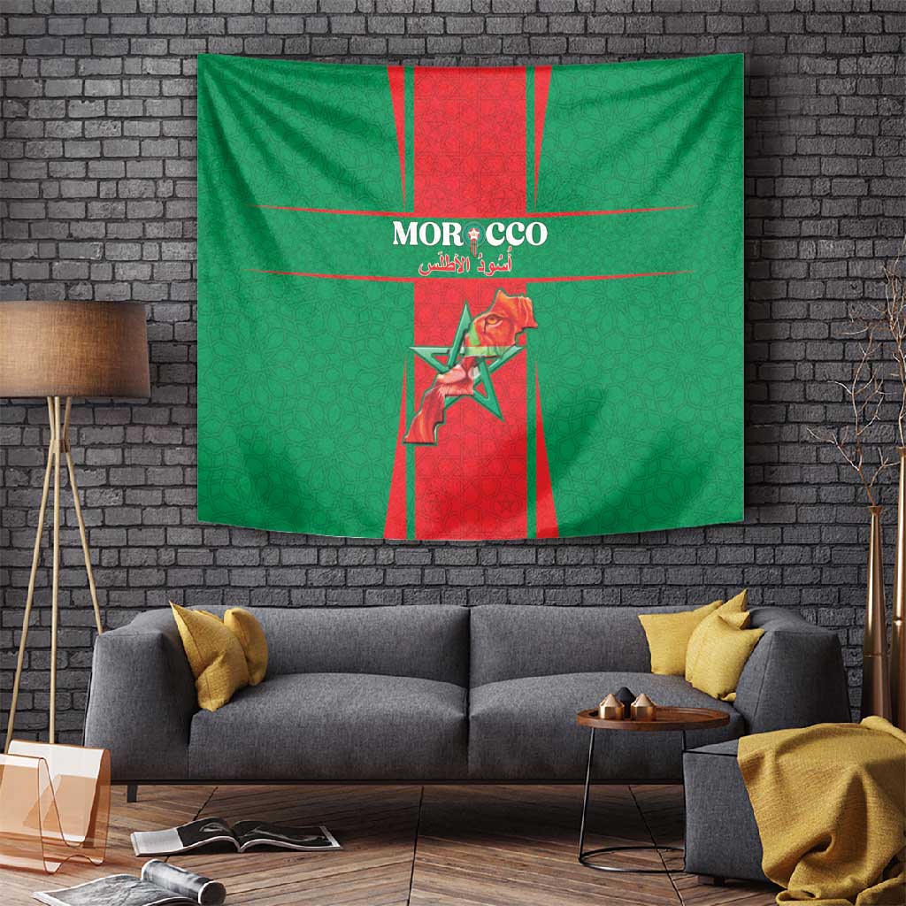 Morocco Football Tapestry Atlas Lions Champions 2025 - Red - African Pride