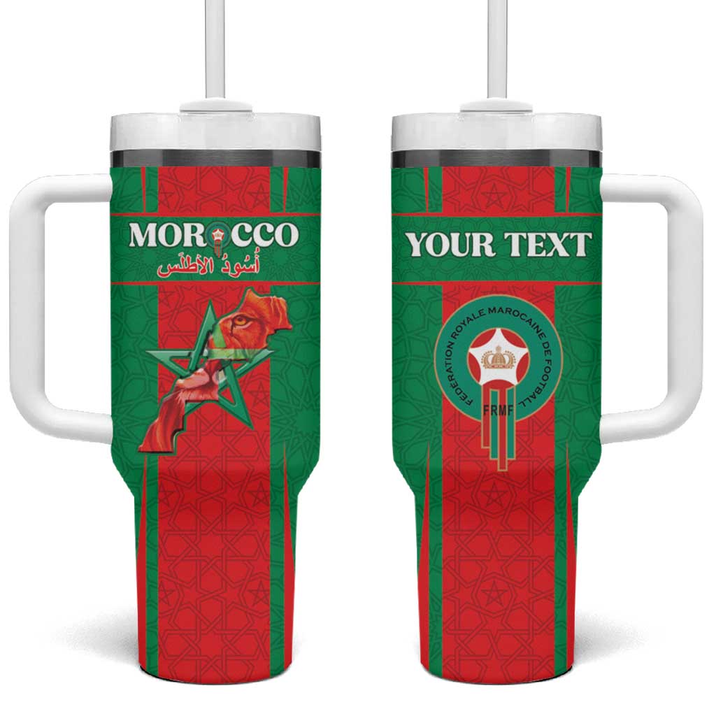 Morocco Football Custom Tumbler With Handle Atlas Lions Champions 2025 - Red - African Pride