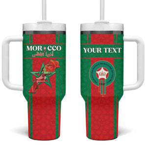 Morocco Football Custom Tumbler With Handle Atlas Lions Champions 2025 - Red - African Pride