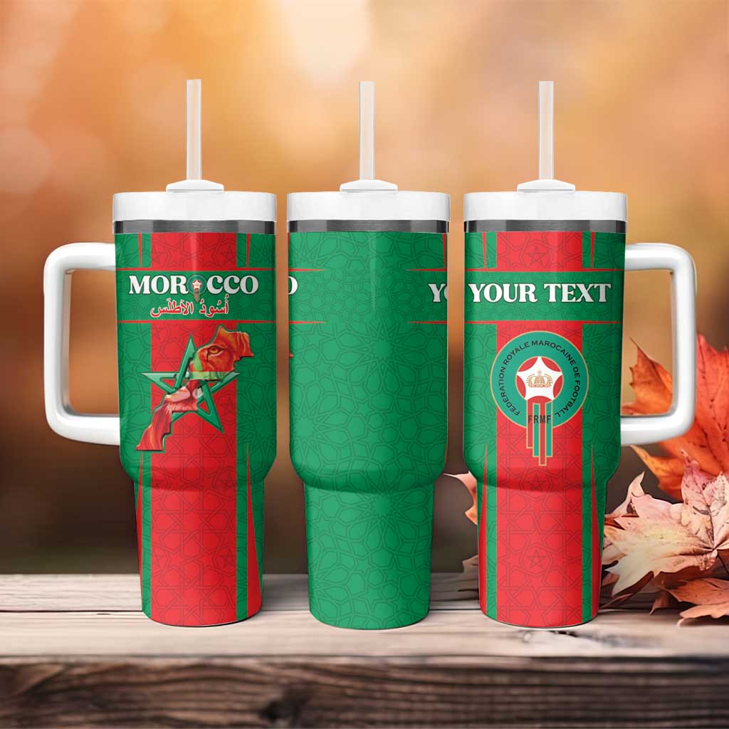 Morocco Football Custom Tumbler With Handle Atlas Lions Champions 2025 - Red - African Pride