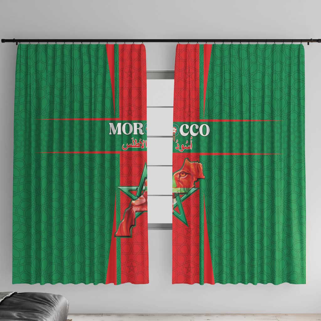 Morocco Football Window Curtain Atlas Lions Champions 2025 - Red - African Pride