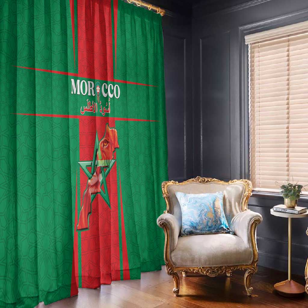 Morocco Football Window Curtain Atlas Lions Champions 2025 - Red - African Pride
