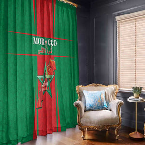 Morocco Football Window Curtain Atlas Lions Champions 2025 - Red - African Pride