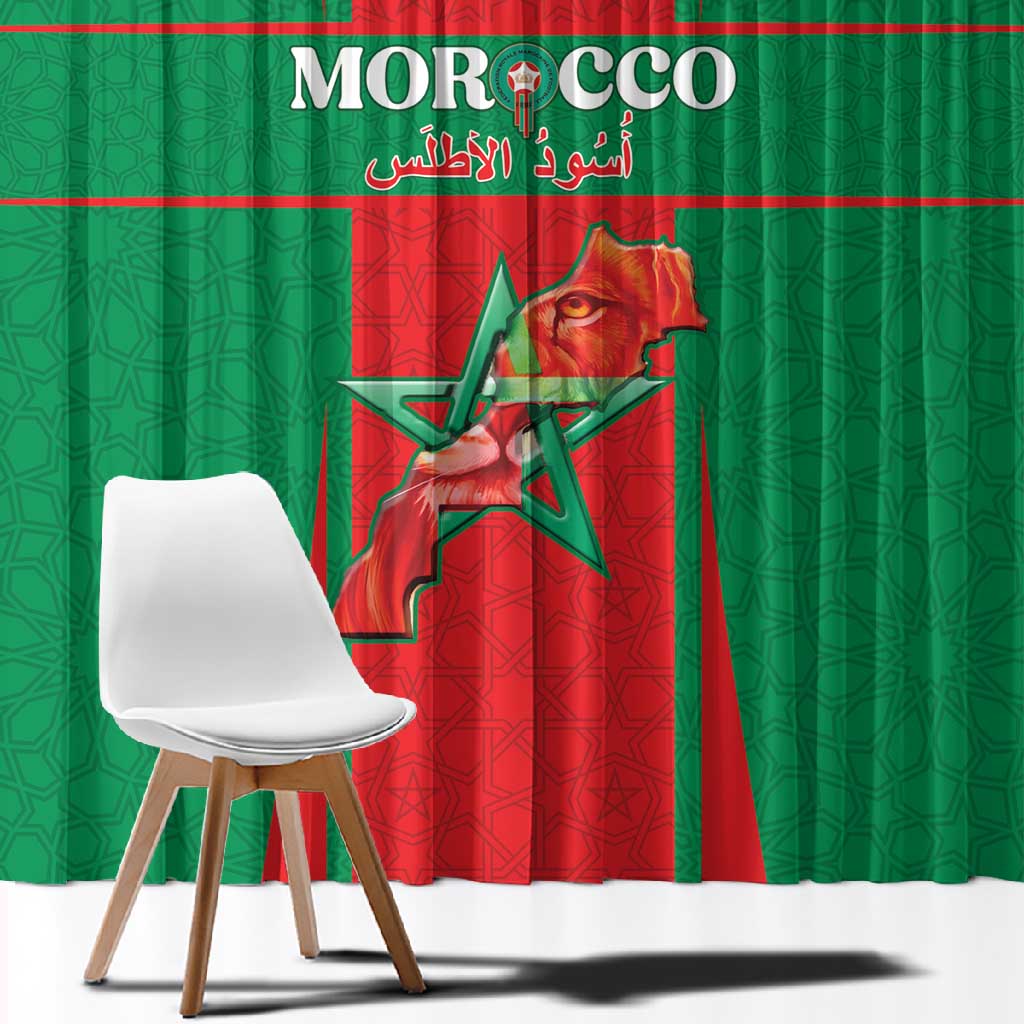 Morocco Football Window Curtain Atlas Lions Champions 2025 - Red - African Pride