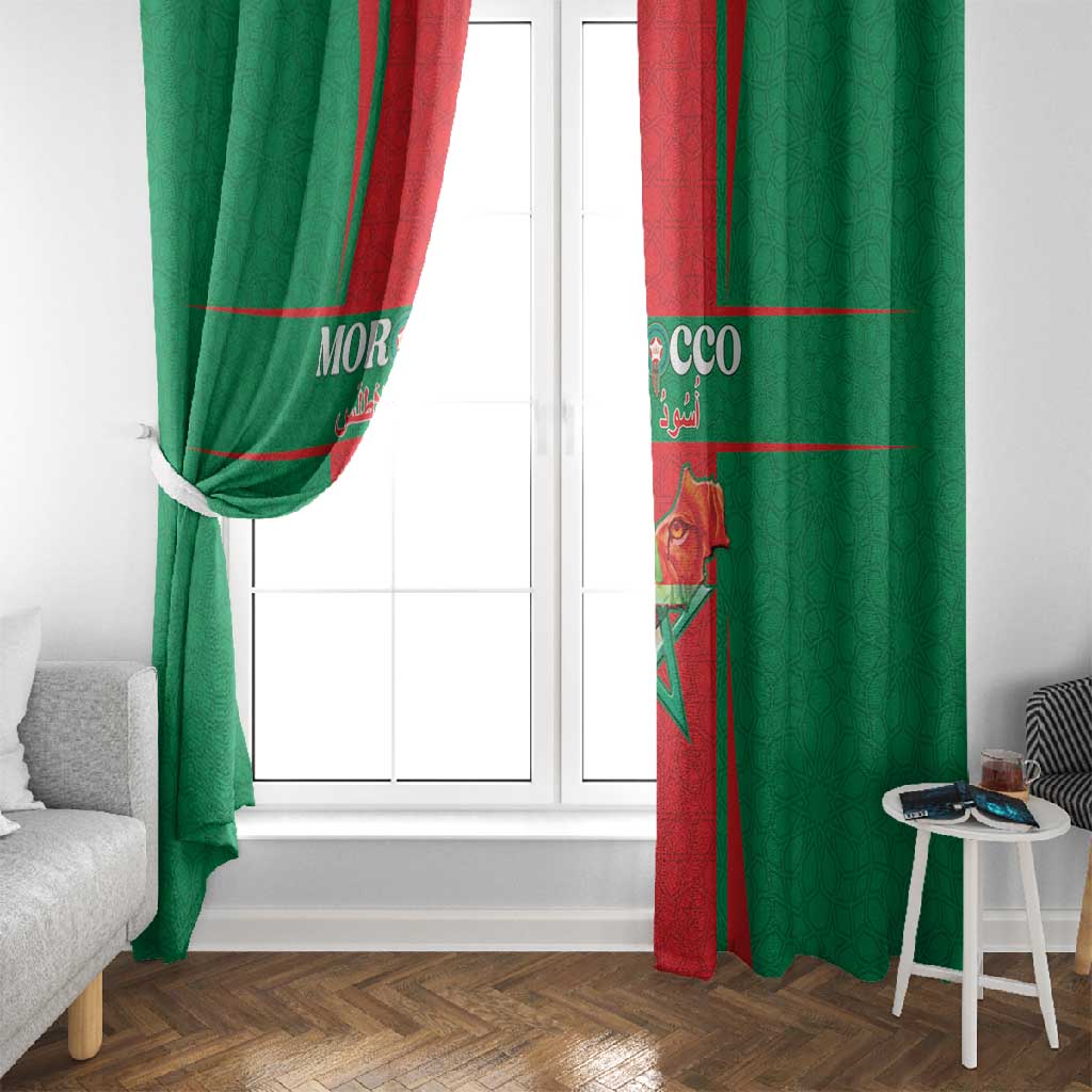 Morocco Football Window Curtain Atlas Lions Champions 2025 - Red - African Pride