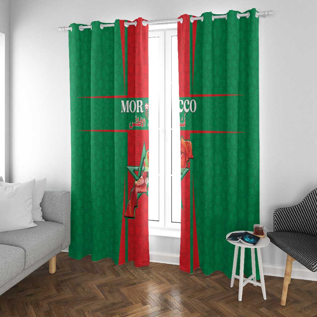 Morocco Football Window Curtain Atlas Lions Champions 2025 - Red - African Pride