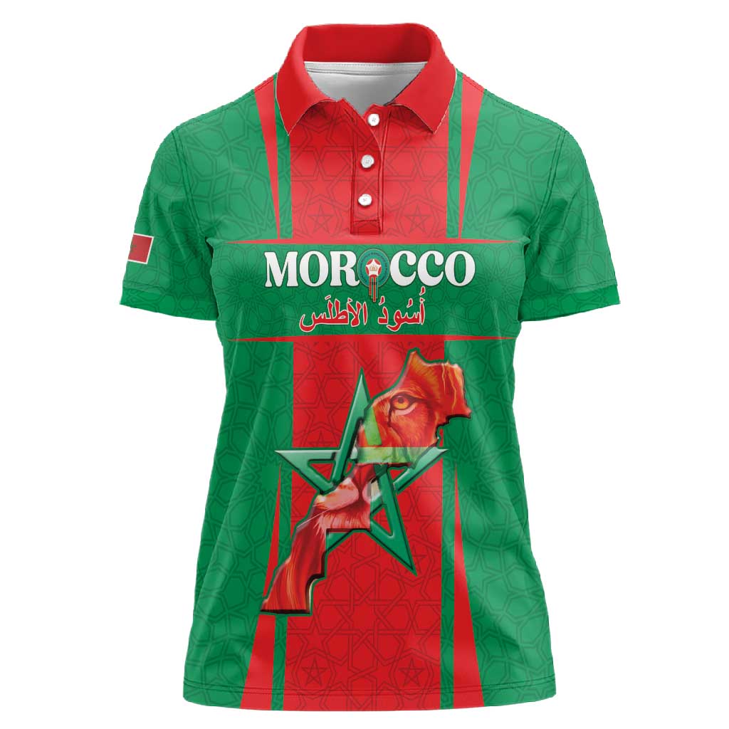 Morocco Football Custom Women Polo Shirt Atlas Lions Champions 2025 - Red - African Pride
