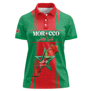 Morocco Football Custom Women Polo Shirt Atlas Lions Champions 2025 - Red - African Pride