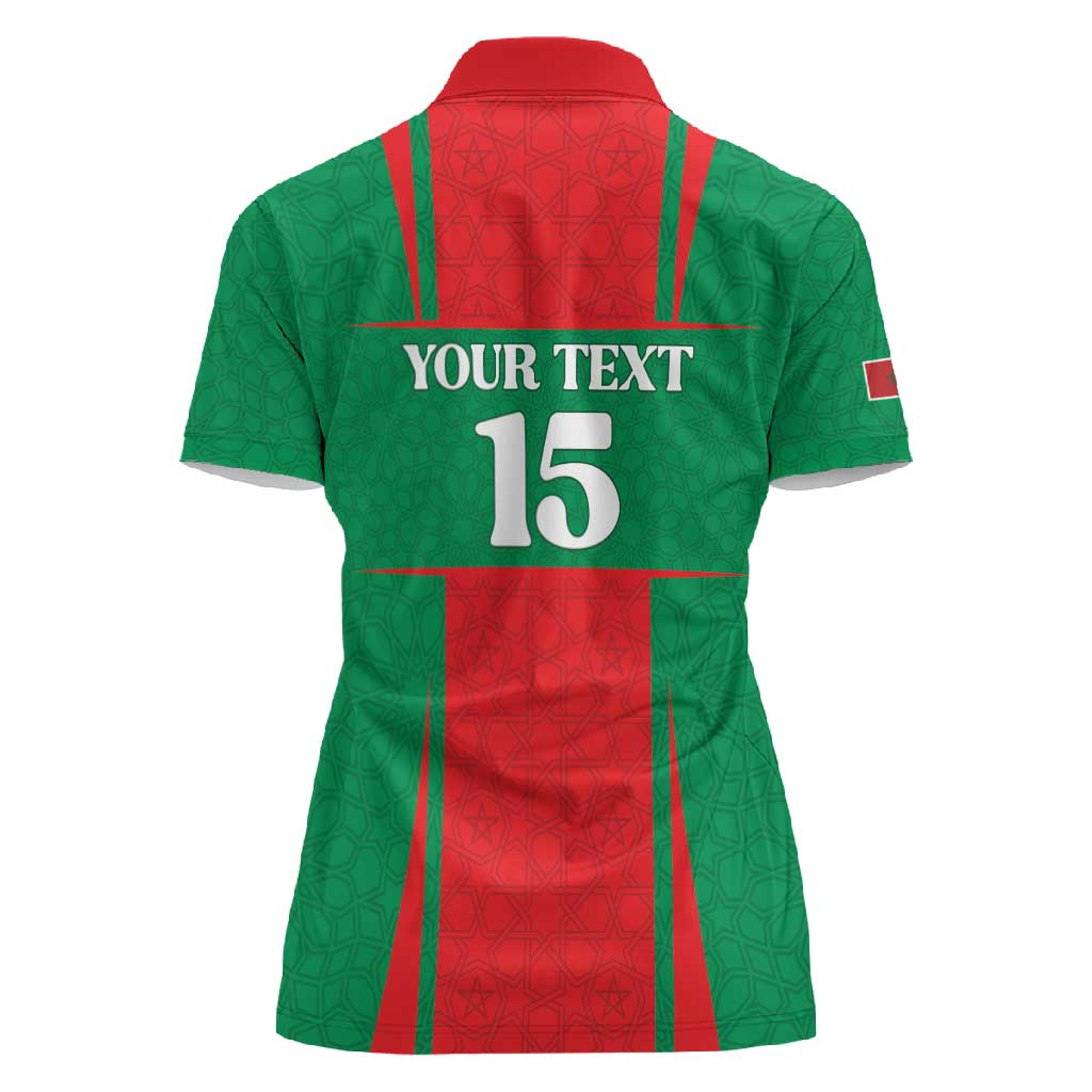 Morocco Football Custom Women Polo Shirt Atlas Lions Champions 2025 - Red - African Pride