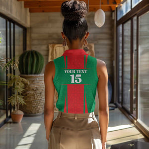 Morocco Football Custom Women Sleeveless Polo Shirt Atlas Lions Champions 2025 - Red - African Pride