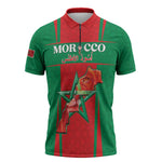 Custom Morocco Football Zipper Polo Shirt Go Champions Atlas Lions - Red