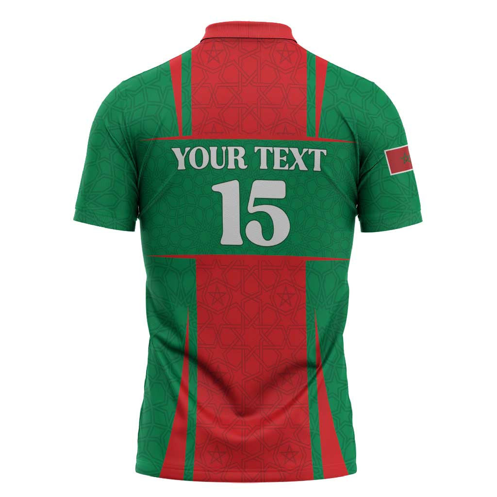 Custom Morocco Football Zipper Polo Shirt Go Champions Atlas Lions - Red