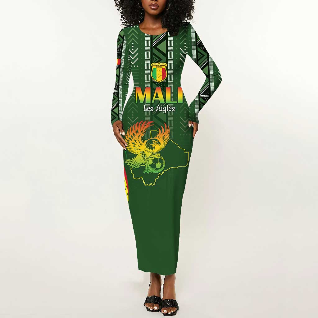 Mali Football Custom Long Sleeve Bodycon Dress Eagles Of Mali Rising - African Pride