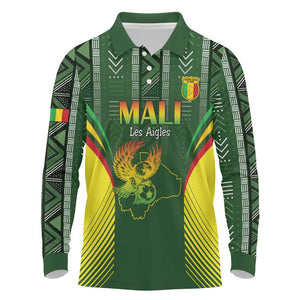 Mali Football Custom Long Sleeve Polo Shirt Eagles Of Mali Rising - African Pride