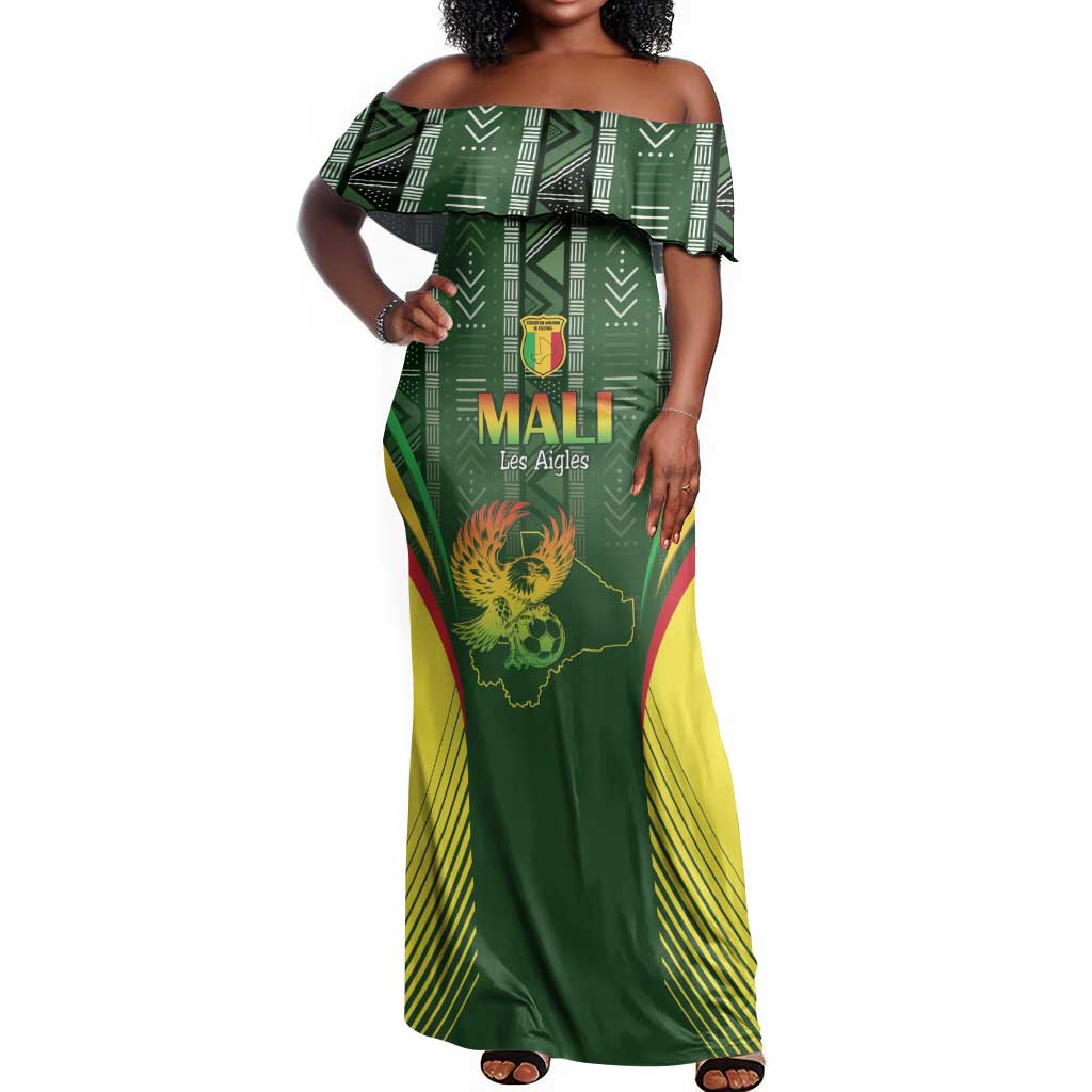 Mali Football Custom Off Shoulder Maxi Dress Eagles Of Mali Rising - African Pride