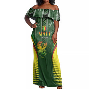 Mali Football Custom Off Shoulder Maxi Dress Eagles Of Mali Rising - African Pride
