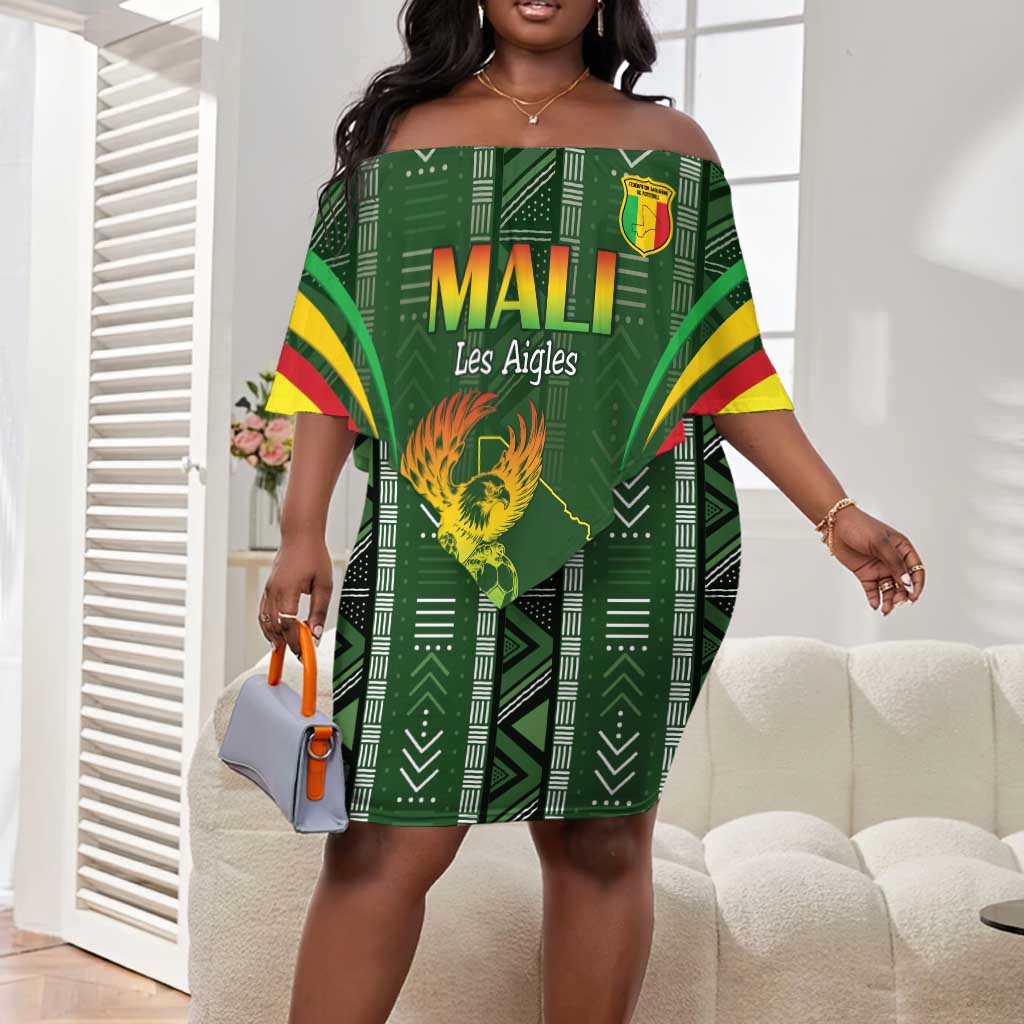 Mali Football Custom Off Shoulder Short Dress Eagles Of Mali Rising by ...