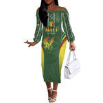 Mali Football Custom Off The Shoulder Long Sleeve Dress Eagles Of Mali Rising - African Pride