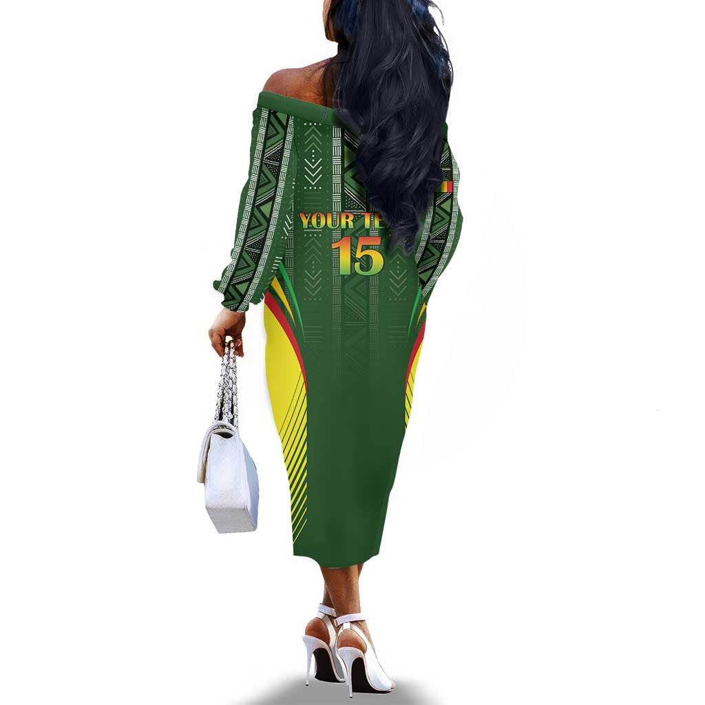 Mali Football Custom Off The Shoulder Long Sleeve Dress Eagles Of Mali Rising - African Pride