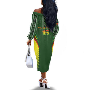 Mali Football Custom Off The Shoulder Long Sleeve Dress Eagles Of Mali Rising - African Pride