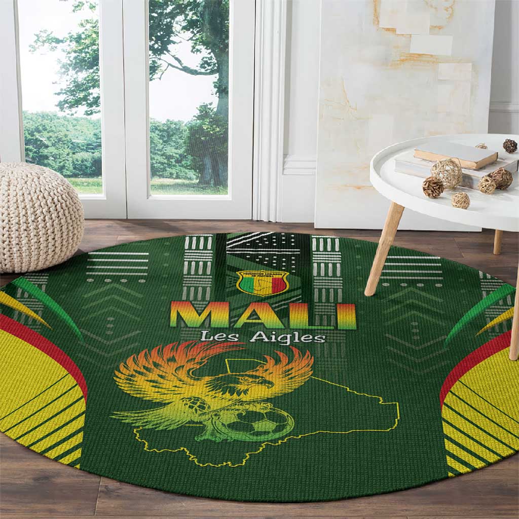 Mali Football Round Carpet Eagles Of Mali Rising - African Pride