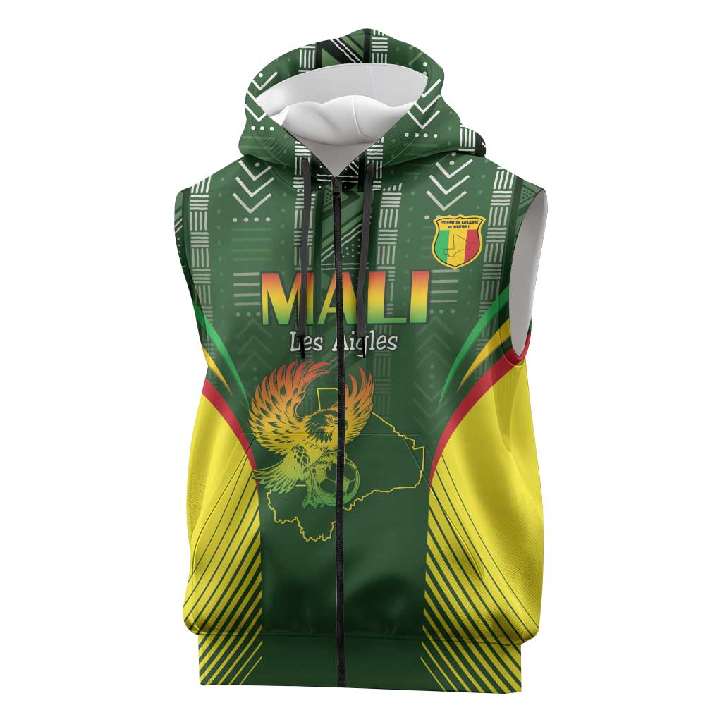 Mali Football Custom Sleeveless Zip Hoodie Eagles Of Mali Rising - African Pride