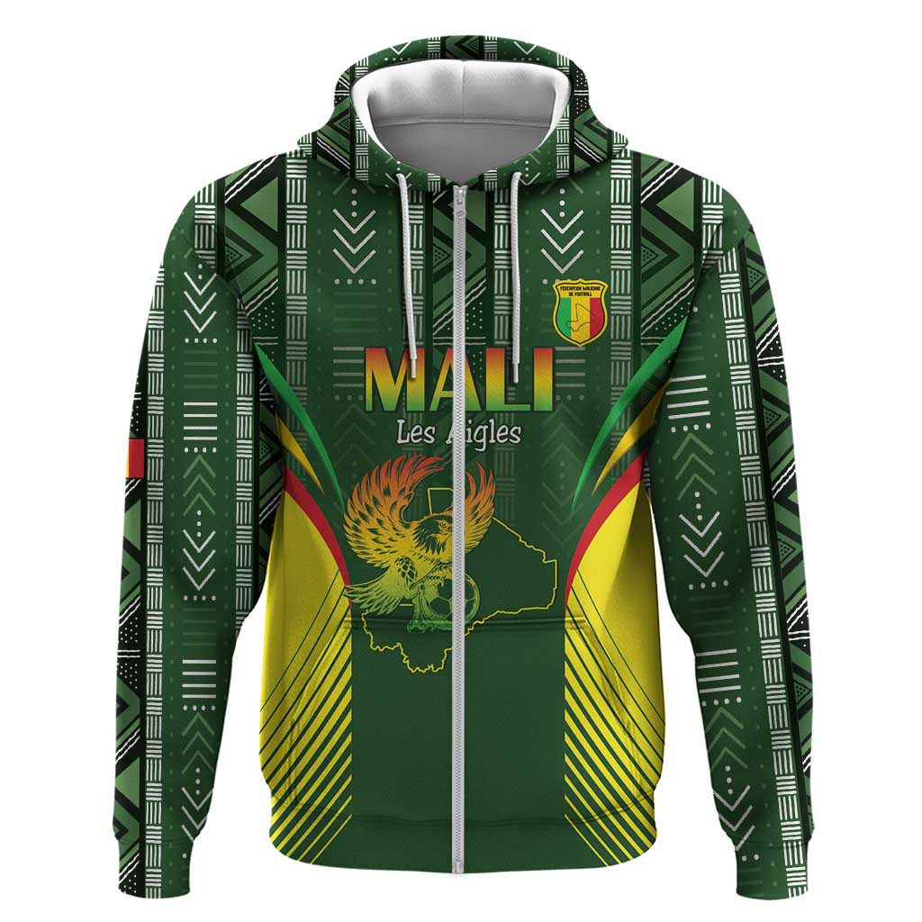 Mali Football Custom Zip Hoodie Eagles Of Mali Rising - African Pride