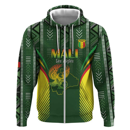 Mali Football Custom Zip Hoodie Eagles Of Mali Rising - African Pride
