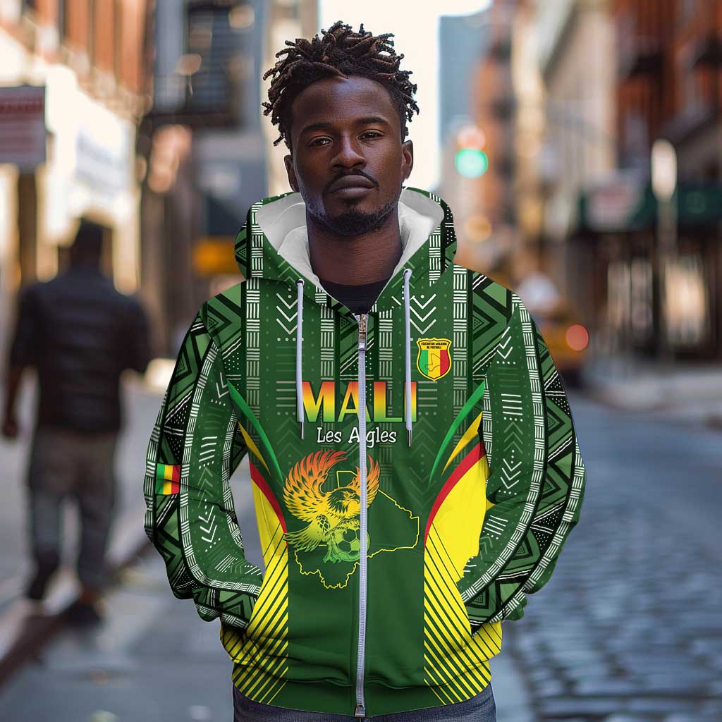Mali Football Custom Zip Hoodie Eagles Of Mali Rising - African Pride
