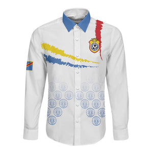 DR Congo Football Custom Long Sleeve Button Shirt Leopards To The Top - African Pride