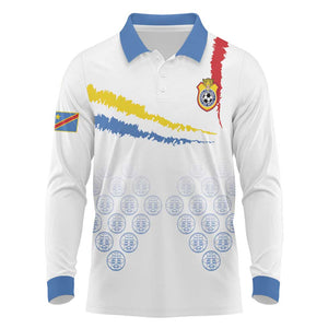 DR Congo Football Custom Long Sleeve Polo Shirt Leopards To The Top - African Pride