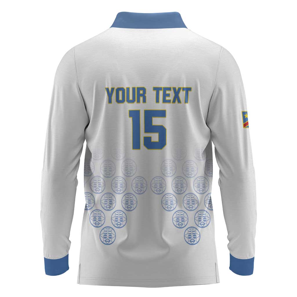 DR Congo Football Custom Long Sleeve Polo Shirt Leopards To The Top - African Pride