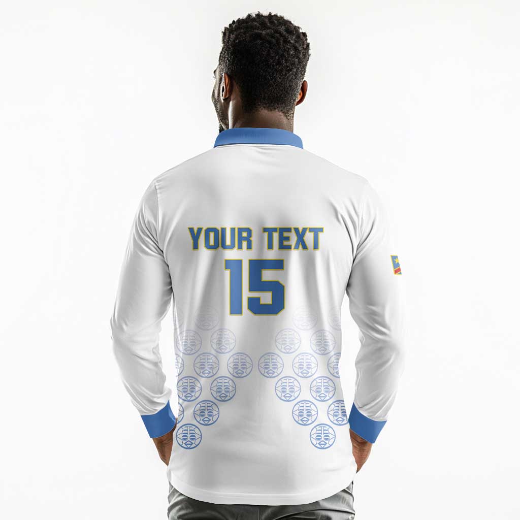 DR Congo Football Custom Long Sleeve Polo Shirt Leopards To The Top - African Pride