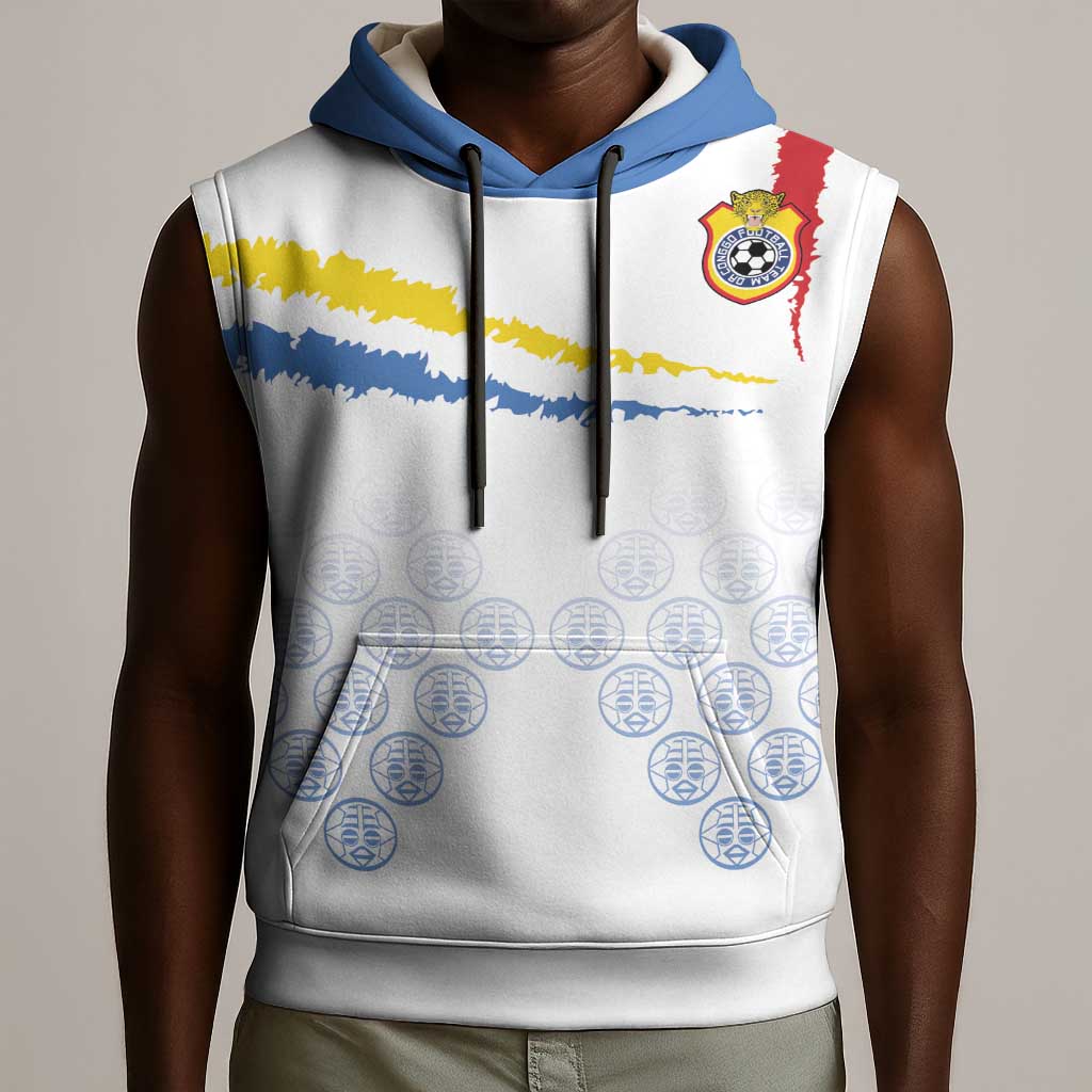 DR Congo Football Custom Sleeveless Hoodie Leopards To The Top - African Pride