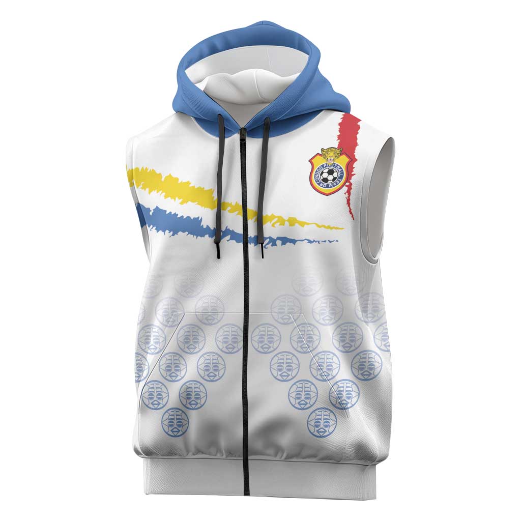 DR Congo Football Custom Sleeveless Zip Hoodie Leopards To The Top - African Pride