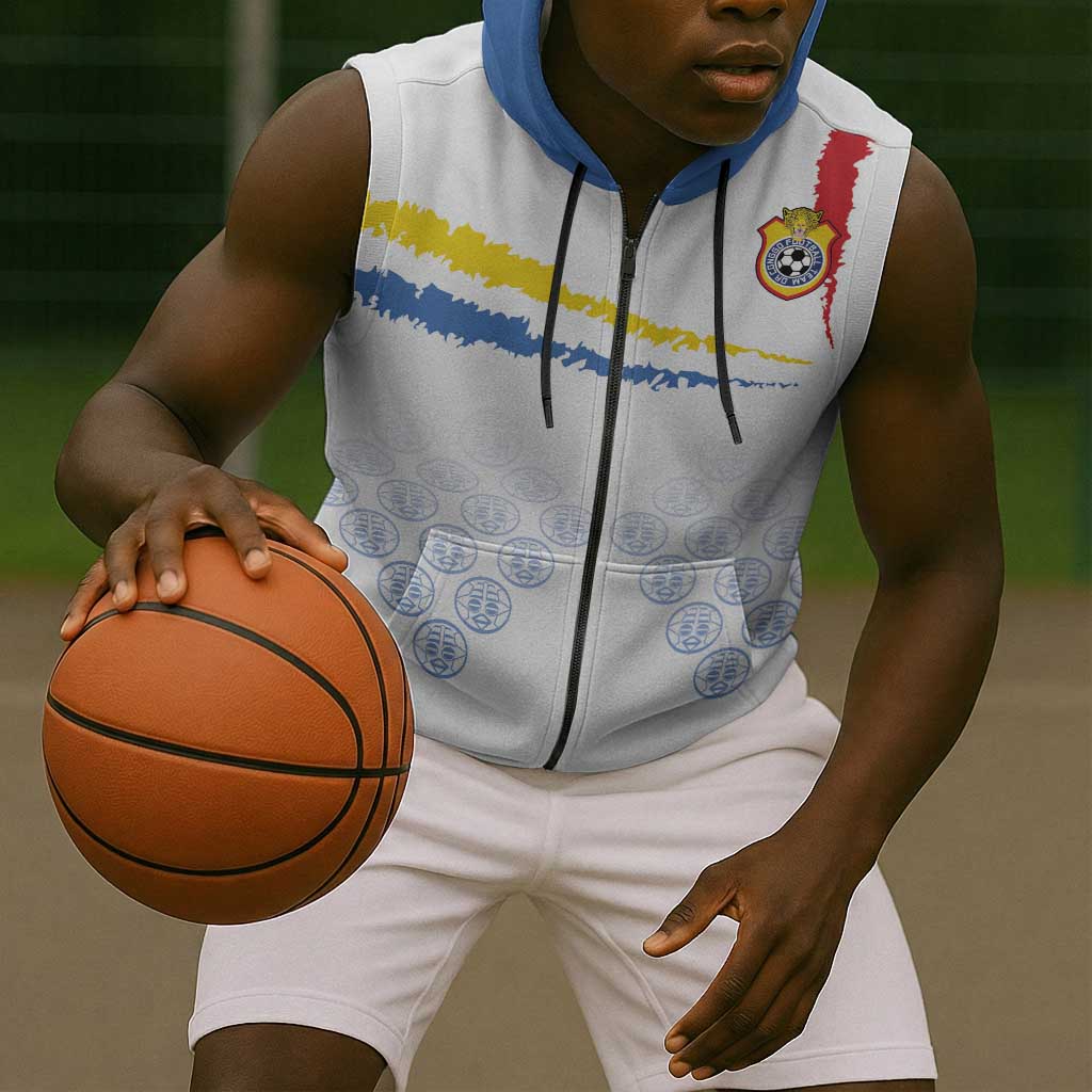 DR Congo Football Custom Sleeveless Zip Hoodie Leopards To The Top - African Pride