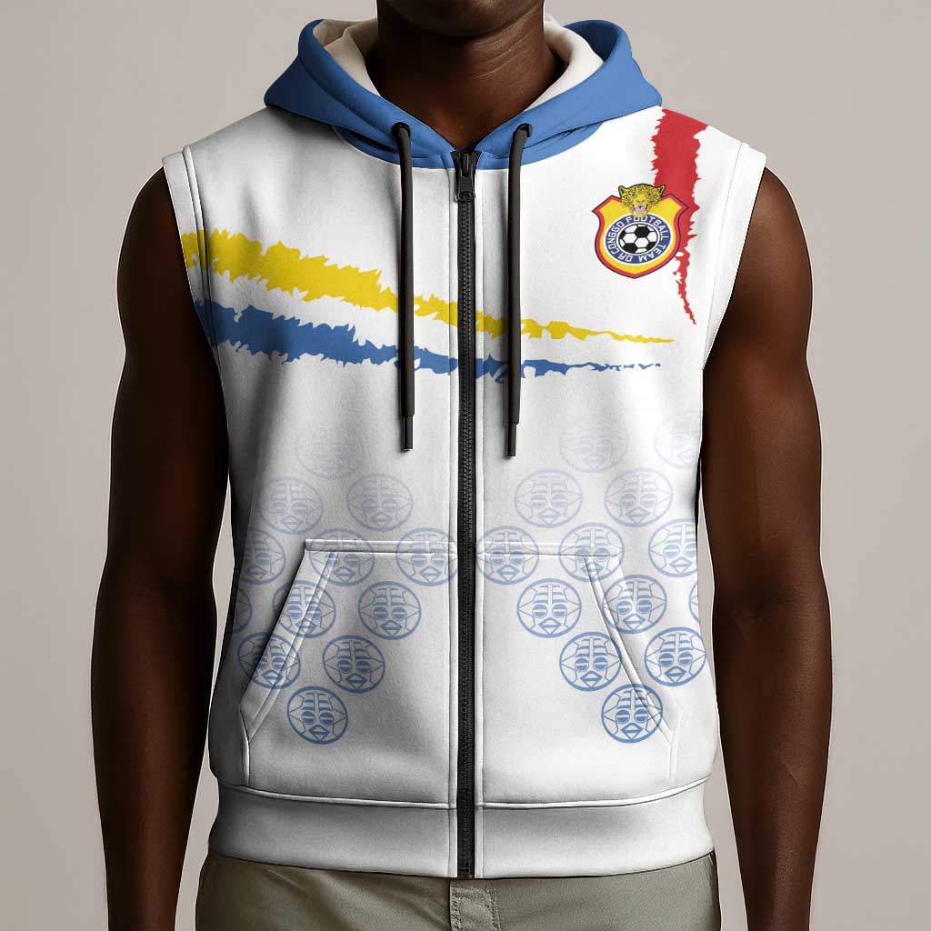 DR Congo Football Custom Sleeveless Zip Hoodie Leopards To The Top - African Pride