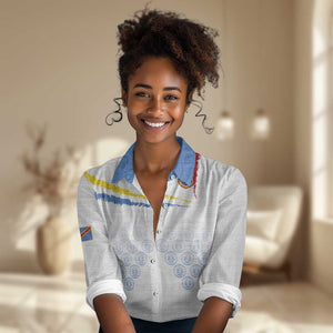 DR Congo Football Custom Women Casual Shirt Leopards To The Top - African Pride