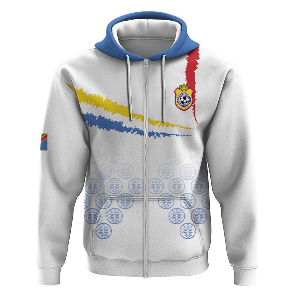 DR Congo Football Custom Zip Hoodie Leopards To The Top - African Pride