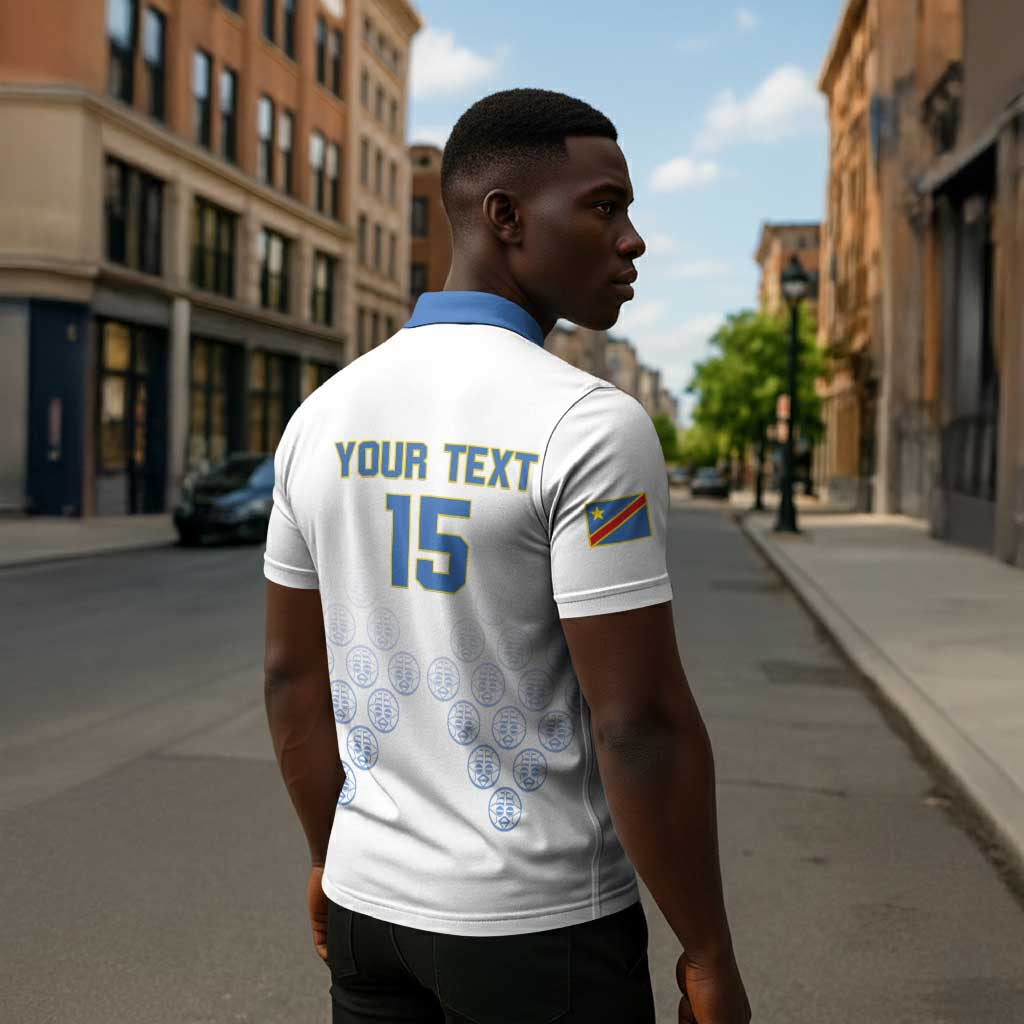 Custom DR Congo Football Zipper Polo Shirt Road To Champions
