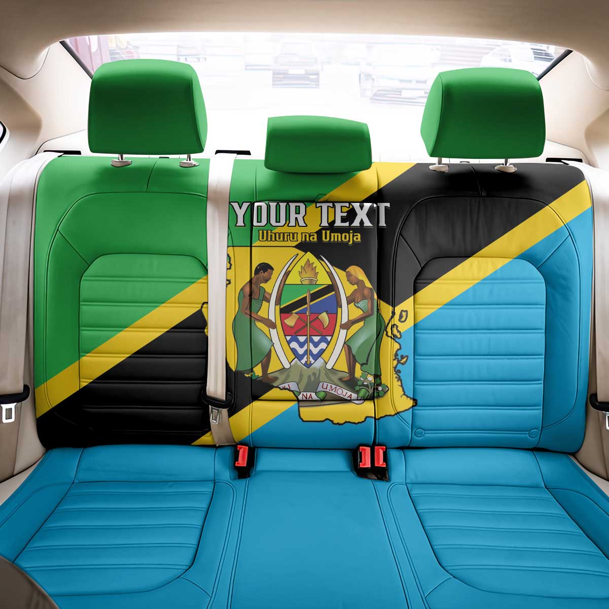 Personalised Afro Tanzania Back Car Seat Cover Happy Union Day