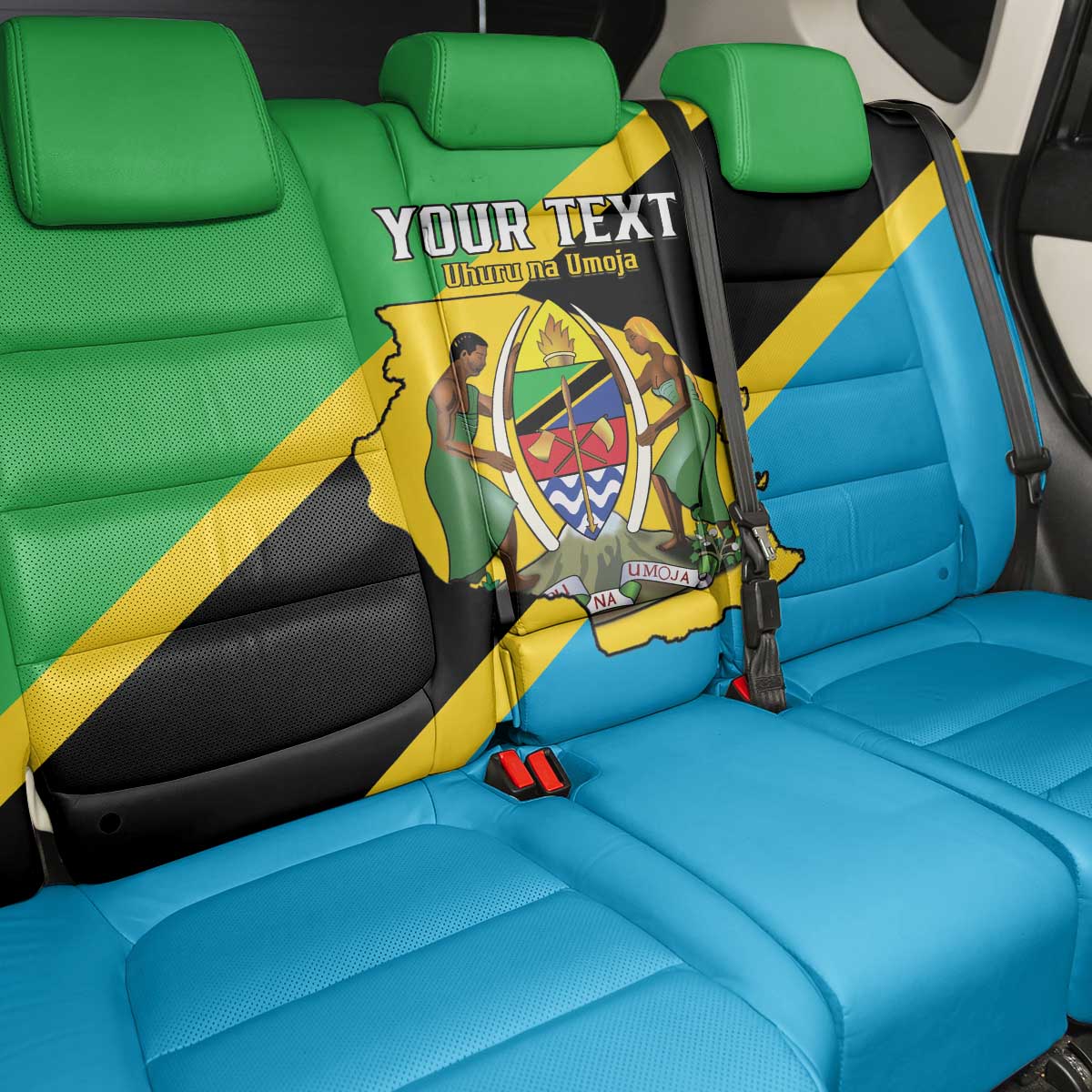 Personalised Afro Tanzania Back Car Seat Cover Happy Union Day