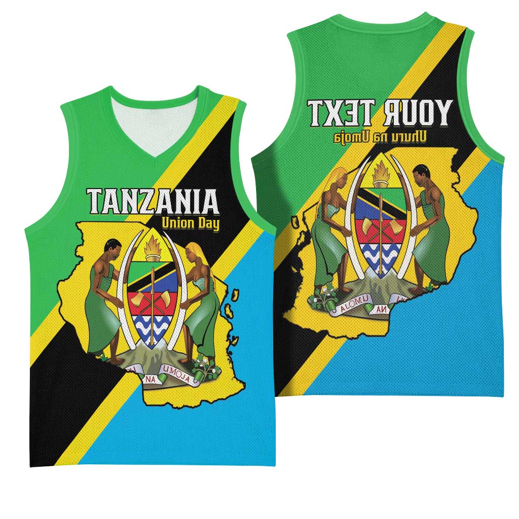 Personalised Afro Tanzania Basketball Jersey Happy Union Day - African Pride
